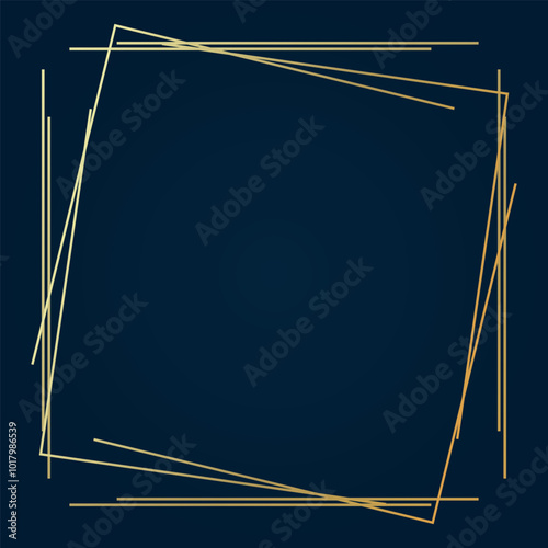 Golden Geometric Frame Layers - Geometrical Art Deco Style Template for Invitation Cards, Flyers - Line-Art Vector Design