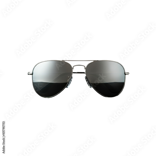 Mirrored aviator sunglasses on a transparent background