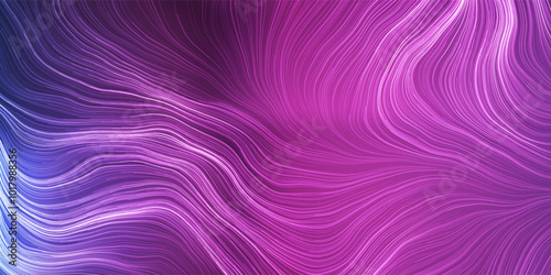 Many Dense White Moving, Flowing, Curving, Bending Wavy Lines - Futuristic Abstract 3D Geometric Purple and Blue Colored Background Design, Landing Page Template in Editable Vector Format