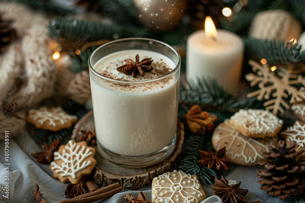 Milk and Cookies on a table waiting for Santa Claus traditional Christmas ritual for children full of magic and holiday cheer Milk and Cookies on a table waiting for Santa Claus traditional Christmas ritual for children full of magic and holiday cheer