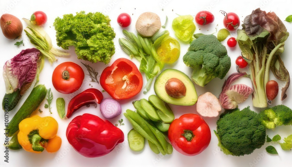 Top view Organic bio vegetables set over white background Top view Organic bio vegetables set over white background