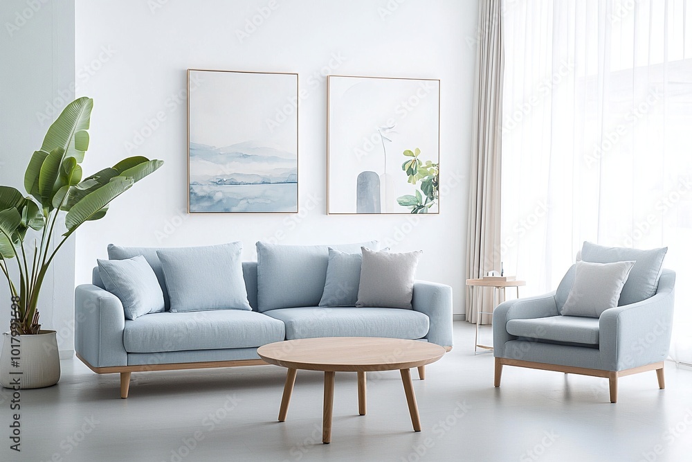 Minimalist, a modern Japandi interior photo of a living room with walls hanging with art frames and a sofa and table. Generative AI
Minimalist, a modern Japandi interior photo of a living room with walls hanging with art frames and a sofa and table. Generative AI