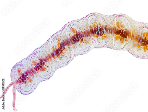 Leishmania parasite with its whiplike flagellum, isolated photo