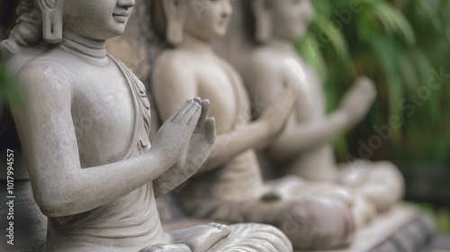 Ancient Buddha Statue, Close view, AI generated