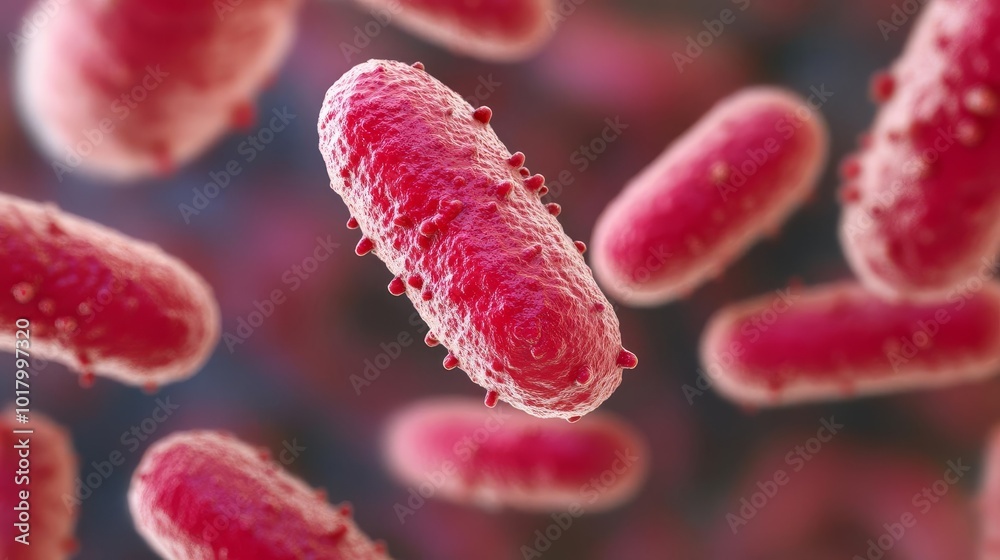 Harmful bacteria spreading in food, close-up view, 3D illustration Harmful bacteria spreading in food, close-up view, 3D illustration