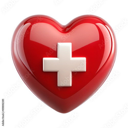 3d hospital heart icon isolated on white background photo