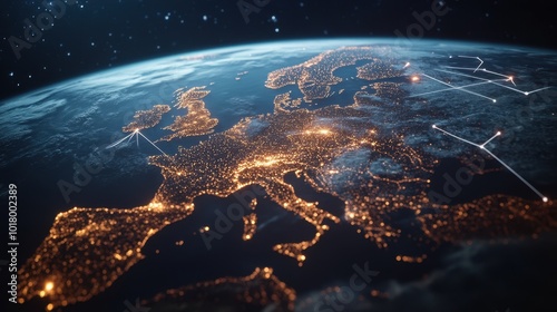 Fototapeta Naklejka Na Ścianę i Meble -  The Earth Overview at Night