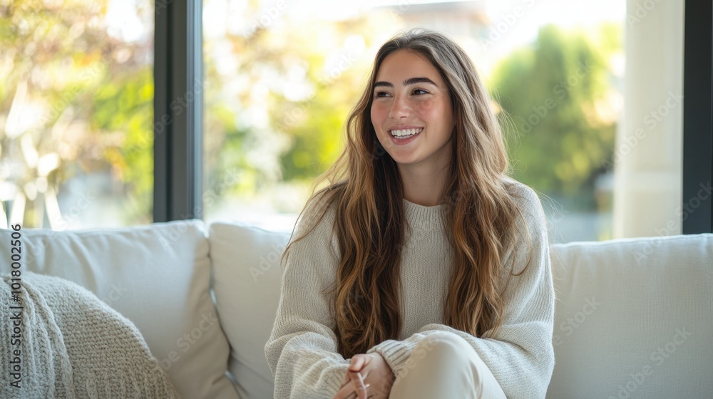 The Smiling Woman in Sweater The Smiling Woman in Sweater