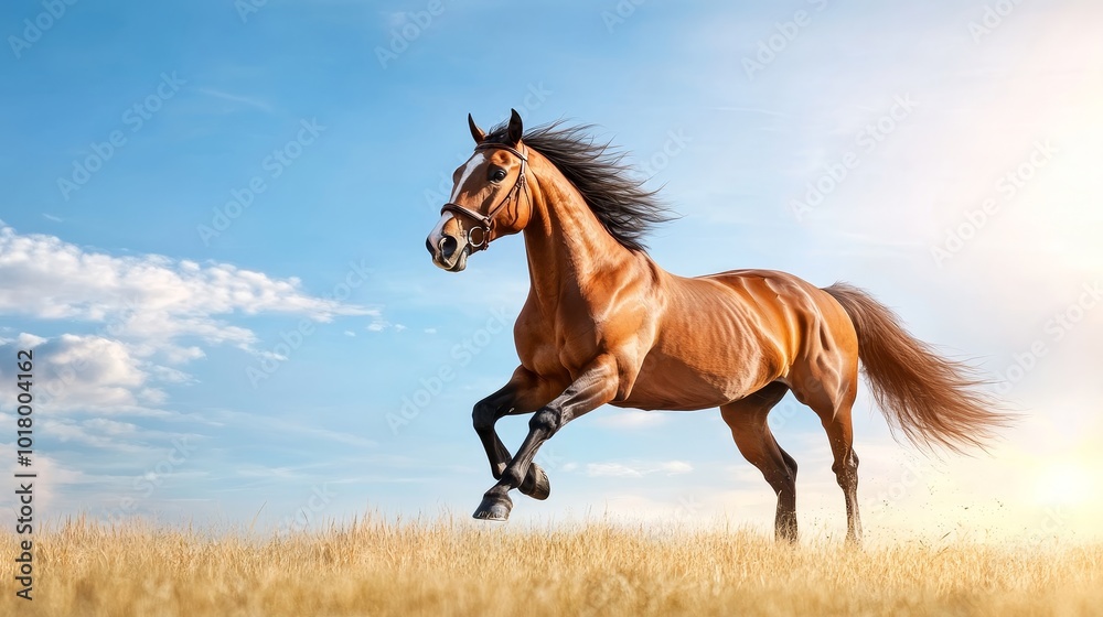 Brown horse running in a field Brown horse running in a field