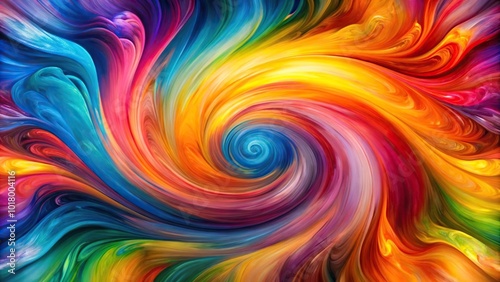 Abstract painting with bright and vivid colors in a swirling pattern photo