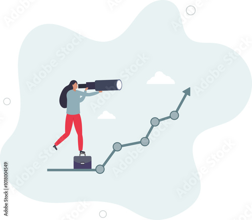 Investment upside potential, economy prediction or forecast, vision or analyze future,flat design with people.