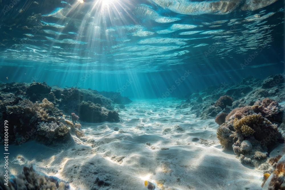 Fototapeta premium Sunlight Beaming Through Clear Ocean Water