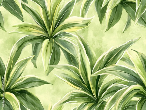 Wallpaper Mural Seamless pattern of lush green foliage with varying shades, creating a vibrant and fresh natural background. Torontodigital.ca