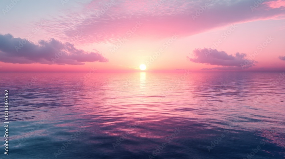 Serene sunset over calm waters with pink and purple hues. Serene sunset over calm waters with pink and purple hues.