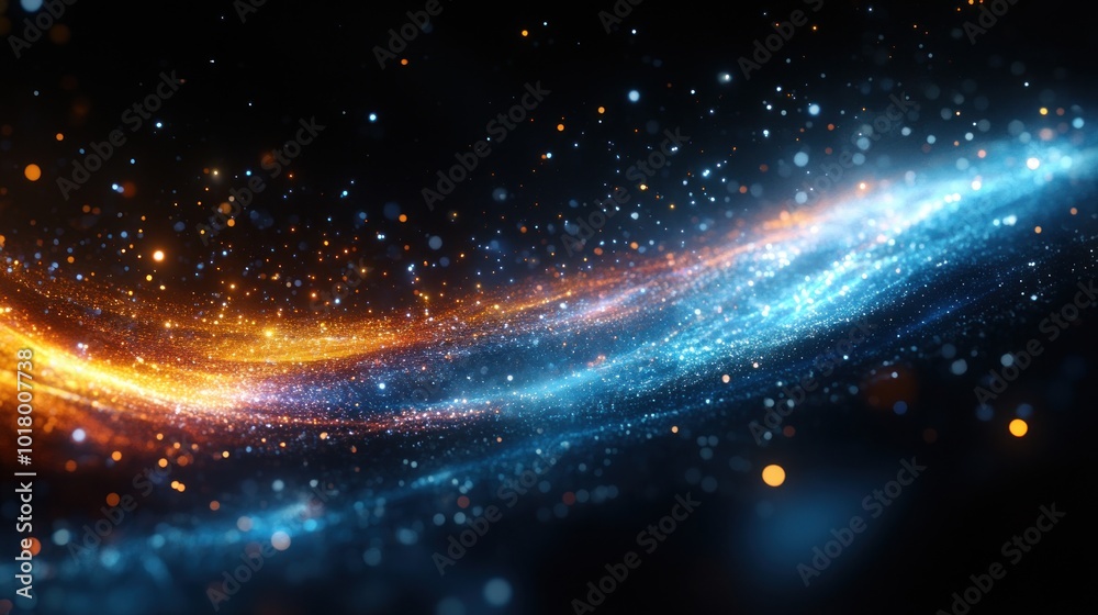 Soft electrical light radiates flowing from within the overlapping darkness. This scene conveys the digital energy of continuous technology Soft electrical light radiates flowing from within the overlapping darkness. This scene conveys the digital energy of continuous technology