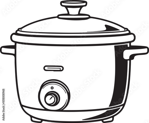 rice cooker line art vector illustration, minimalist design clear outline