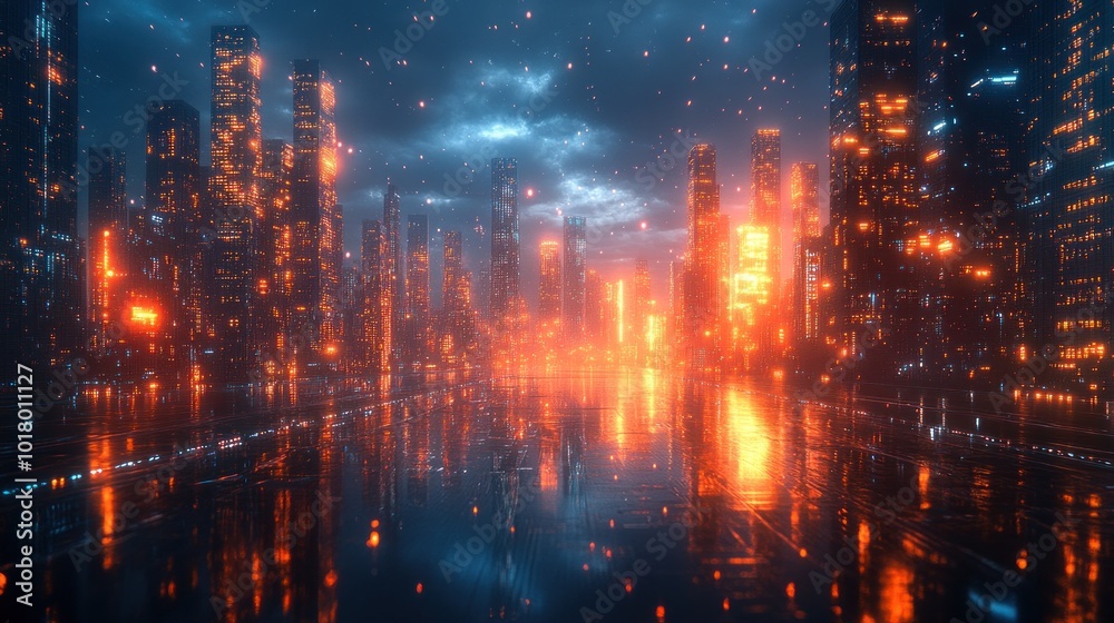 Obraz premium Neon Cityscape