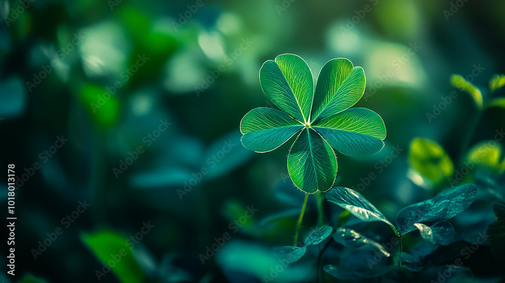 A Four-leaf clover with vibrant green leaves A Four-leaf clover with vibrant green leaves