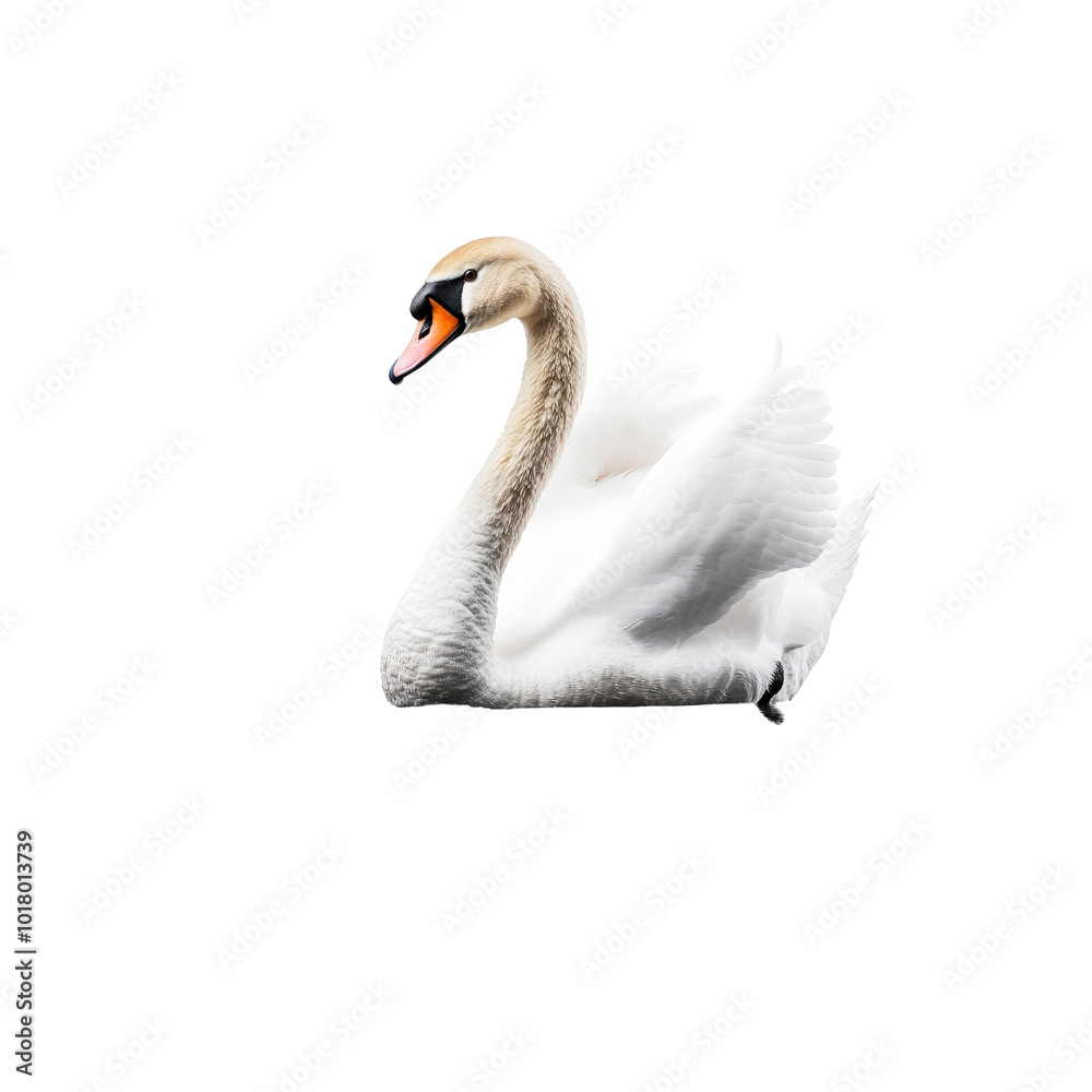 Graceful White Swan with Elegant Neck and Feathers Graceful White Swan with Elegant Neck and Feathers