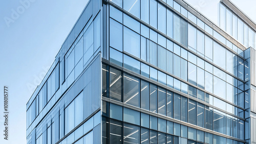 A modern office building with glass curtain walls