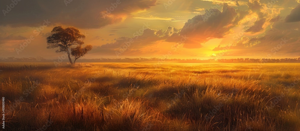 Obraz premium Prairie Ecosystem Features Grassland and Shrub Biome Characteristics