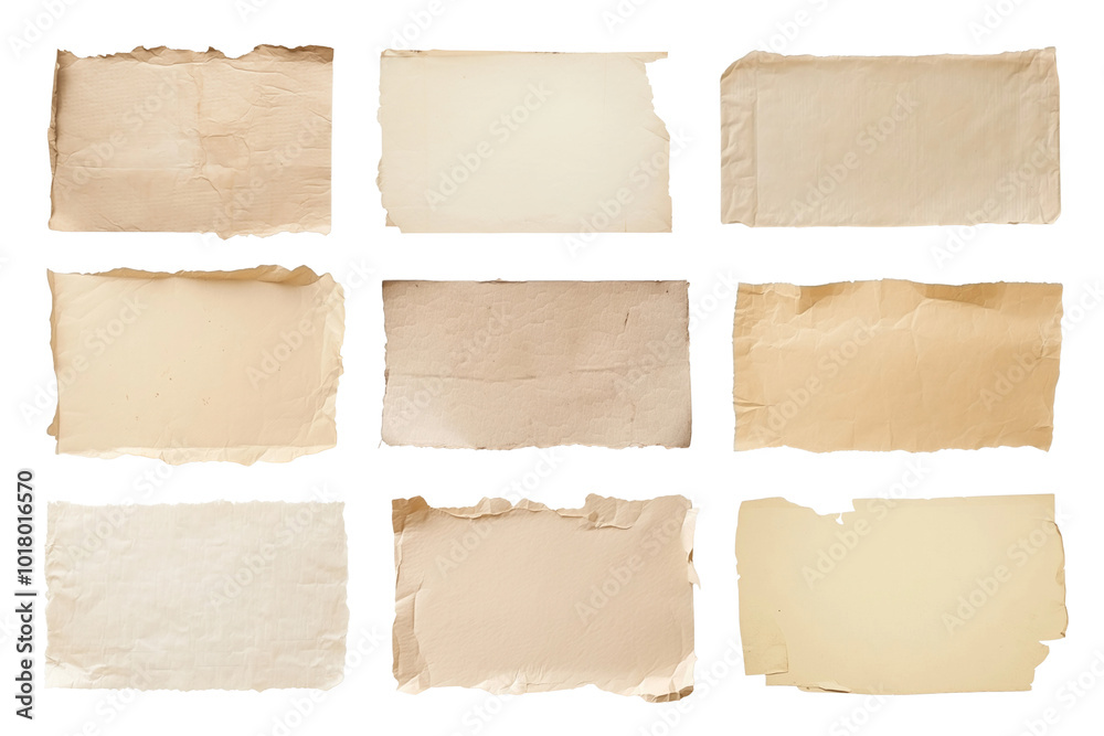 PNG beige torn paper design element set, transparent background PNG beige torn paper design element set, transparent background