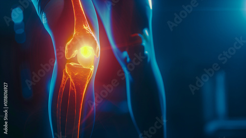 Man pain at his knee with highlight.