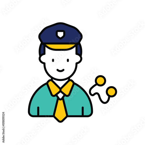 policeman color line icon with white background vector stock illustration