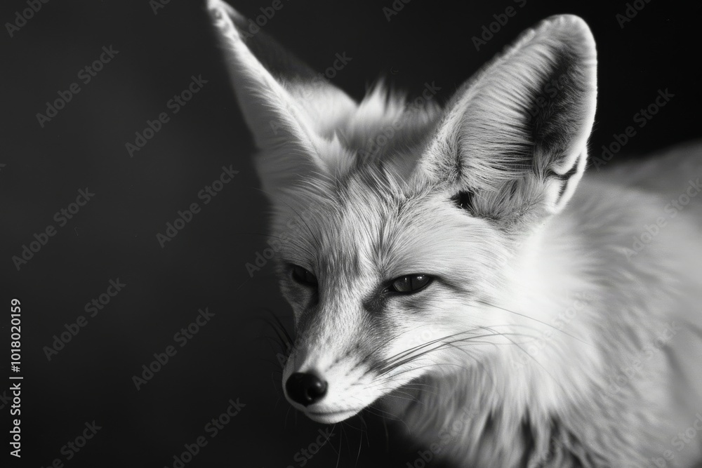 A striking portrait of a fox captures its alert expression and strikingly soft fur against a sharp monochrome backdrop, portraying mystery and charm. A striking portrait of a fox captures its alert expression and strikingly soft fur against a sharp monochrome backdrop, portraying mystery and charm.