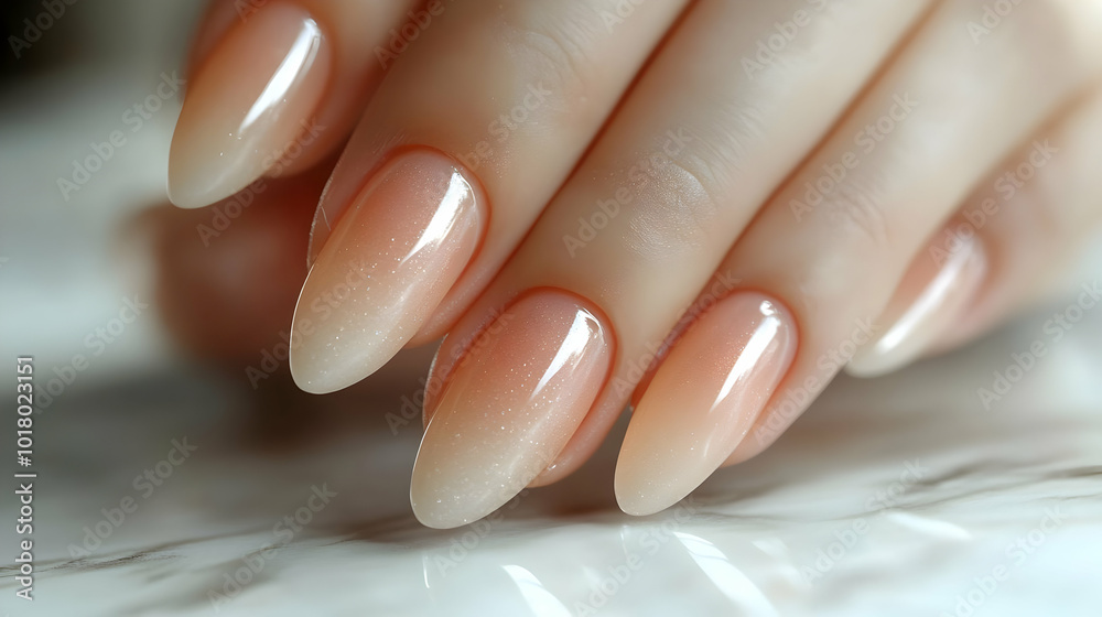 Elegant ombre manicure showcasing stylish, pointed nails. Elegant ombre manicure showcasing stylish, pointed nails.