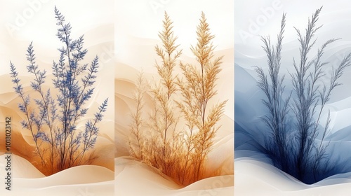 Abstract Grass Triptych photo