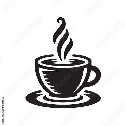 Coffee cup silhouette vector. Teacup vector design. Hot coffee cup logo, icon.