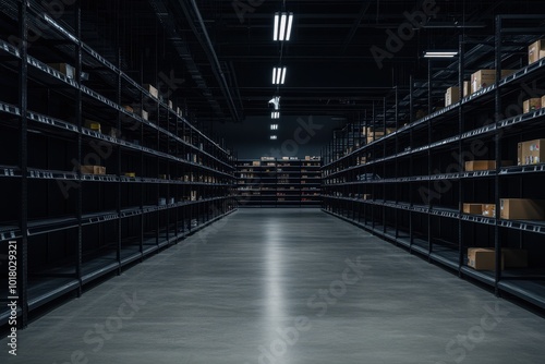 Empty Store Shelves: A dramatic shot of nearly empty store shelves after a Black Friday rush. The image emphasizes the high demand and successful sales, with only a few scattered items remaining.