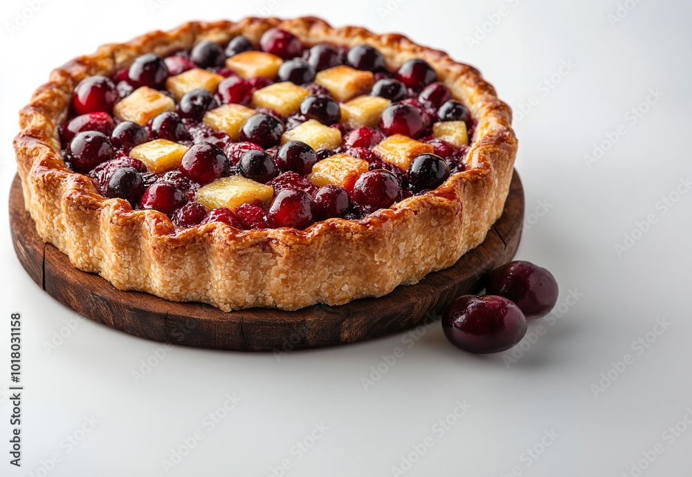 Closeup of shortcrust pastry cake with different fruits . Closeup of shortcrust pastry cake with different fruits .