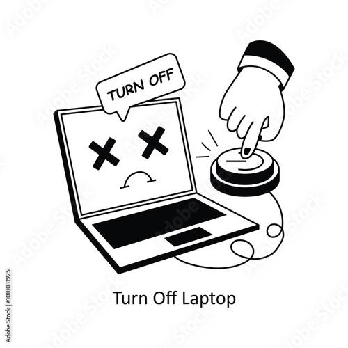 Turn Off Laptop  concepts style illustration. EPS 10 File