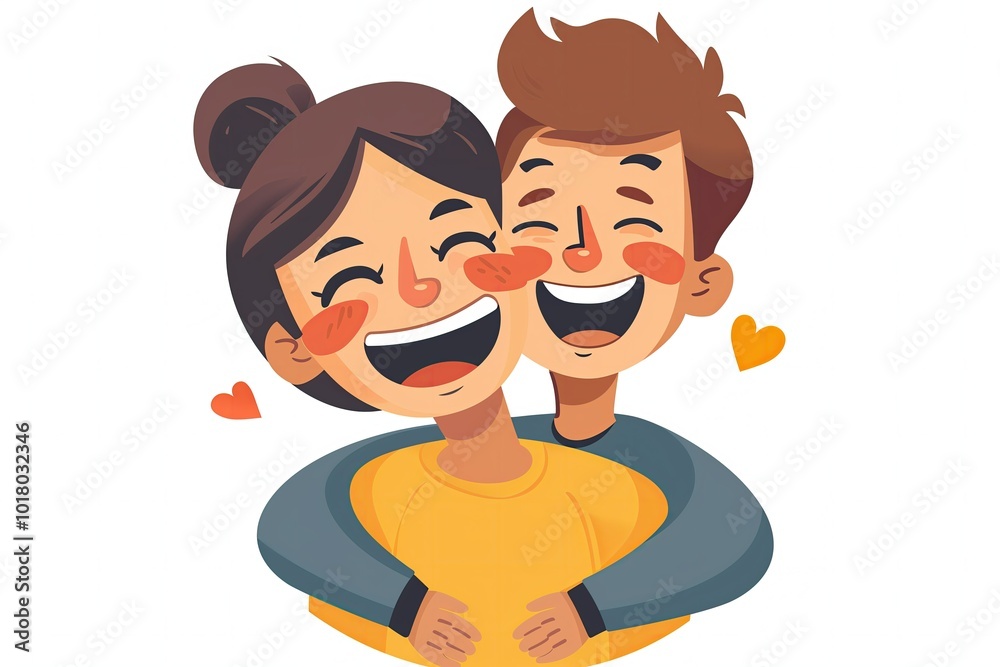 Happy Smiling Couple Embracing Each Other 