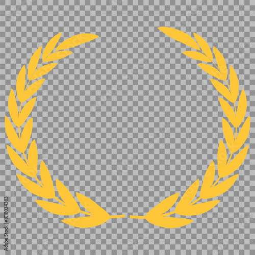 Golden wreaths and branches with leaves. Hand drawing laurel wreaths and branches collection. Laurels wreaths, swirls, twigs and flower ornaments. Herbs, flowers and plants elements. Design elements.