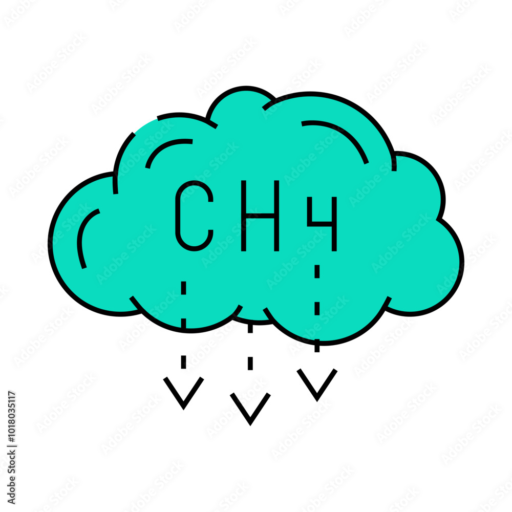 methane reduction environmental line icon vector. methane reduction environmental sign. isolated symbol illustration methane reduction environmental line icon vector. methane reduction environmental sign. isolated symbol illustration
