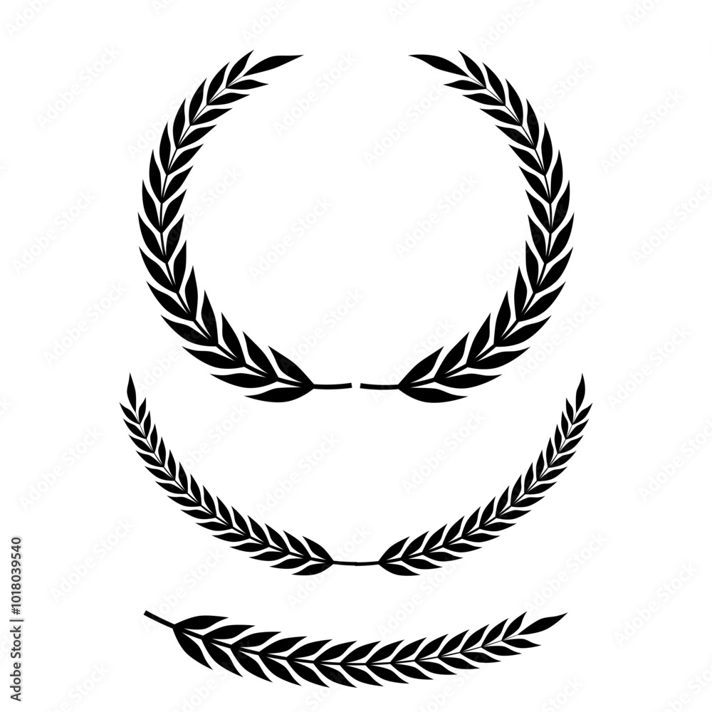 Set of wreaths and branches with leaves. Hand drawing laurel wreaths and branches collection. Laurels wreaths, swirls, twigs and flower ornaments. Herbs, flowers and plants elements. Design elements. Set of wreaths and branches with leaves. Hand drawing laurel wreaths and branches collection. Laurels wreaths, swirls, twigs and flower ornaments. Herbs, flowers and plants elements. Design elements.