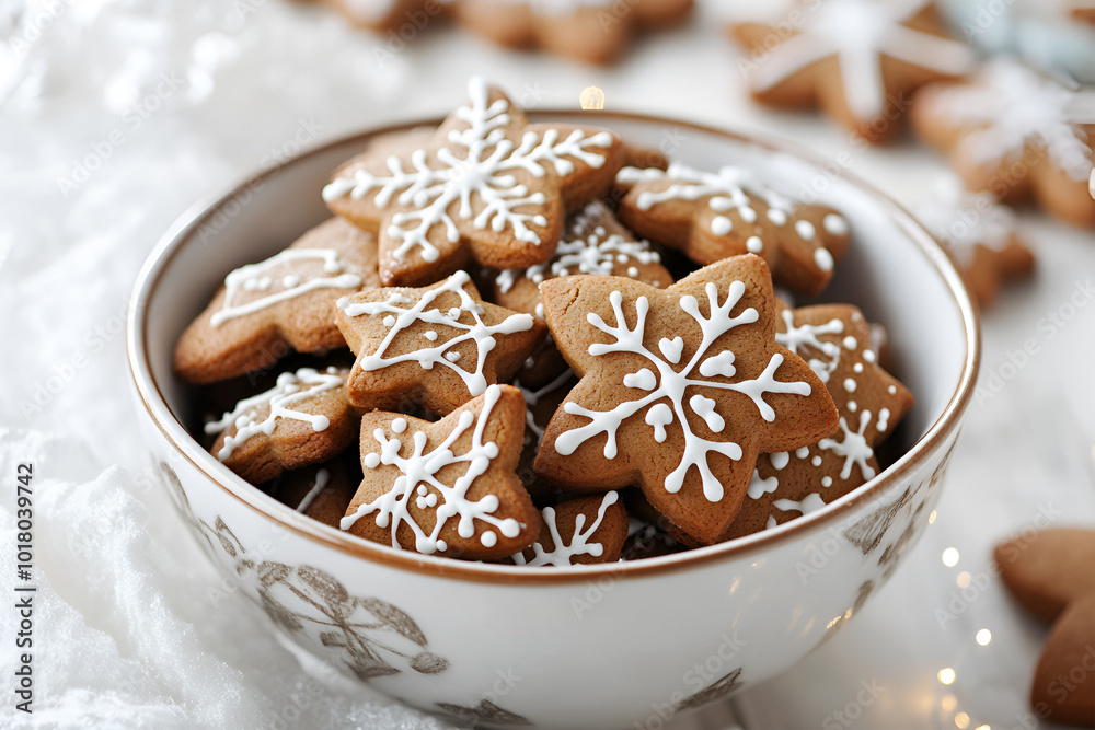 New Year's party ideas for kids. Christmas snack, cookies in shape of trees. Christmas homemade ginger cookies New Year's party ideas for kids. Christmas snack, cookies in shape of trees. Christmas homemade ginger cookies