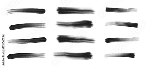 A set of strokes with black paint. design elements
