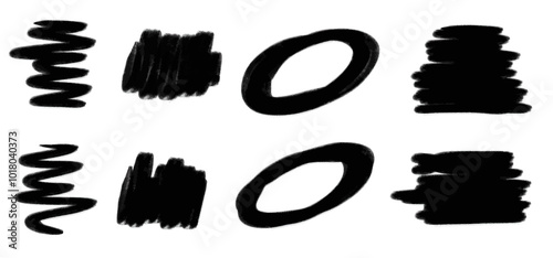 A set of strokes with a black marker. design elements