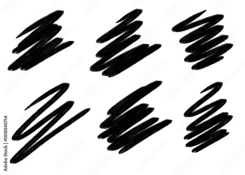 A set of strokes with a black marker. design elements A set of strokes with a black marker. design elements