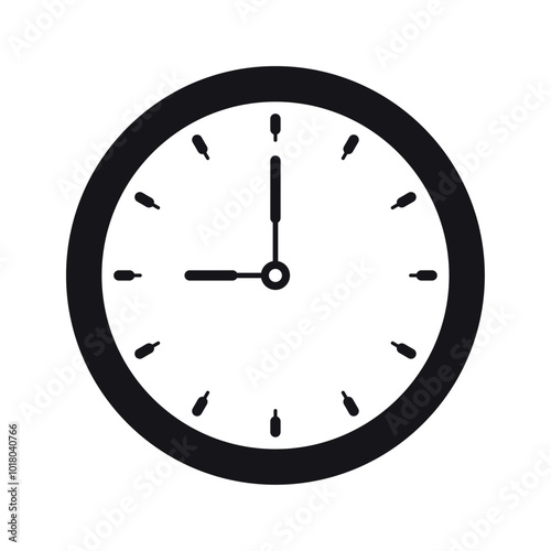 round analog clock concept on white background. simple wall clock face. simple round clock