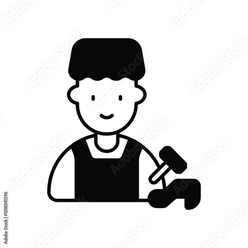 shoemaker glyph icon with white background vector stock illustration