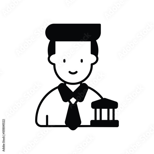 banker glyph icon with white background vector stock illustration