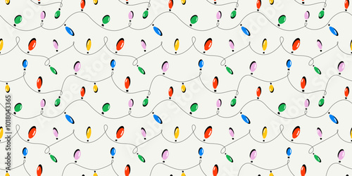 Christmas garland on a light background. Creative seamless pattern. Horizontal background for holidays.
