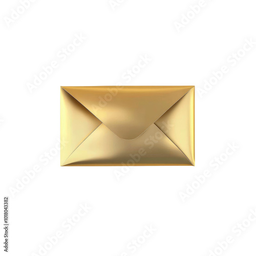 Golden Envelope Isolated on White Background