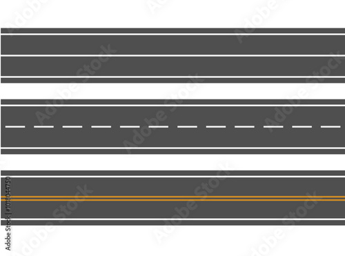 Bending roads and high ways. Road curves geometric design, street intersection. Flat style cartoon roads. Vector