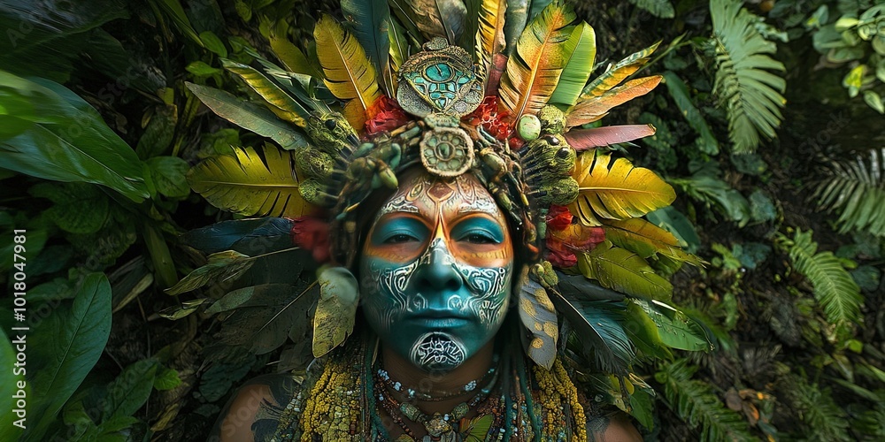 ayahuasca concept in south american jungle with native tribal practitioner ayahuasca concept in south american jungle with native tribal practitioner